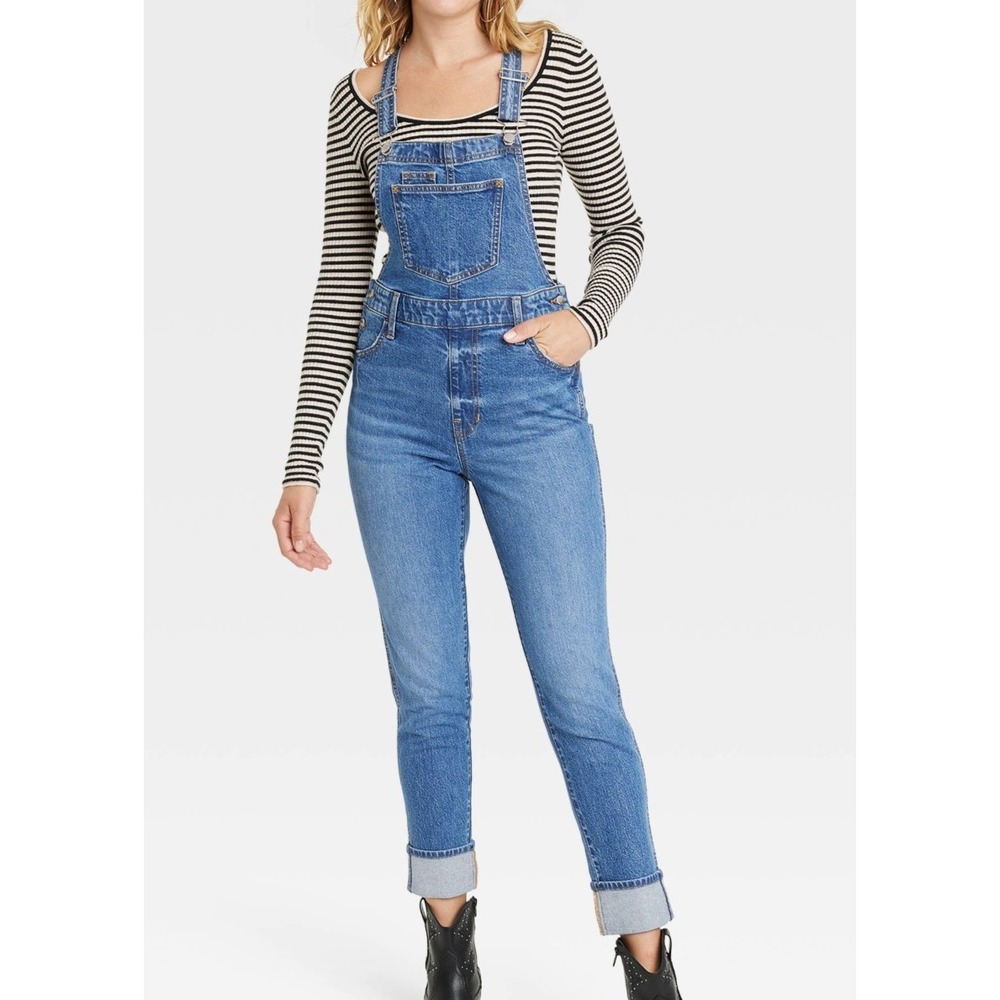 Universal Thread Women's Jean Overalls Size 4 Medium Wash Denim 99% Cotton